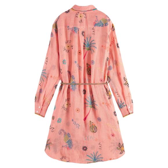 Scotch and Soda- Oversized Embroidered Orange Shirt Dress - Large - NWOT - Picture 2 of 11